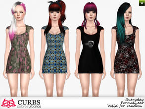 Sims 3 — Mini dress for teen 03 by Colores_Urbanos — Mini Dress in 4 recolors. Simple option, openwork heart on the back