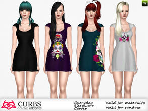 Sims 3 — curbs mini dress 04 by Colores_Urbanos — Mini Dress in 4 recolors. stencil not recolorable. valid for