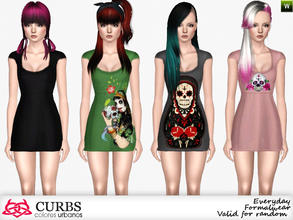 Sims 3 — Mini dress for teen 04 by Colores_Urbanos — Mini Dress in 4 recolors. stencil not recolorable. 