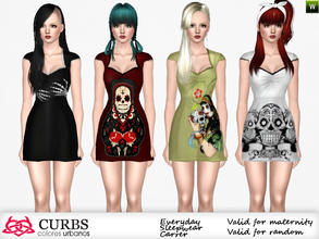 Sims 3 — curbs mini dress 05 by Colores_Urbanos — Mini Dress in 4 recolors. stencil not recolorable. valid for