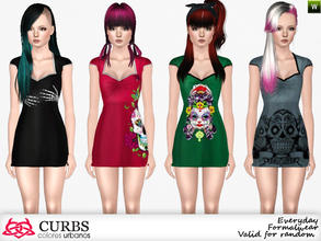 Sims 3 — Mini dress for teen 05 by Colores_Urbanos — Mini Dress in 4 recolors. stencil not recolorable. 