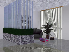 Sims 3 — MB-PoleFenceScrub by matomibotaki — MB-PoleFenceScrub, new wall-high fence mesh with low stone part above with