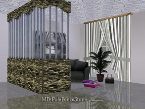 Sims 3 — MB-PoleFenceStone by matomibotaki — MB-PoleFenceStone, new wall-high fence mesh with lower rough stone part and