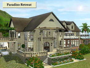 Sims 3 — Paridiso Retreat by Demented_Designs — A tropical villa with tons of outdoor entertaining, a greenhouse, ocean