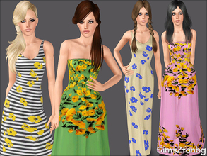 Sims 3 — 377 - Floral dresses by sims2fanbg — .:377 - Floral dresses:. Items in this Set: Dress in 3 recolors,Custom