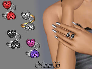 Sims 3 —  Two Hearts Twisted Rings FT-FA by Natalis — Twisted ring with two sparkling crystals in the shape of heart.
