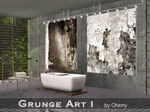 Sims 3 — Grunge Art I by chemy — Textured abstract art in grunge style has two paintings in one file.