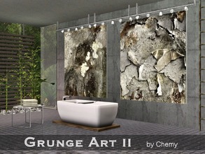 Sims 3 — Grunge Art II by chemy — Textured abstract art in grunge style has two paintings in one file.