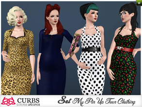 Sims 3 — pin up dresses set03 by Colores_Urbanos — set dresses in 4 recolors, and shoes pin up styles Valid for