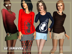 Sims 3 — Shirt and Skirt by bukovka — Clothing for young adult women. Four variants of repainting. Also suitable in the