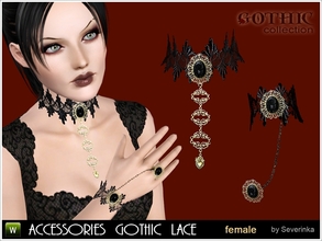 Sims 3 — Gothic Lace set by Severinka_ — Set female jewelry in the Gothic style - lace necklace and bracelet, a chain