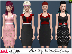 Sims 3 — Set Pin up teen 01 by Colores_Urbanos — four styles of dresses pin up in 3 recolores. thanks tsr for posting my