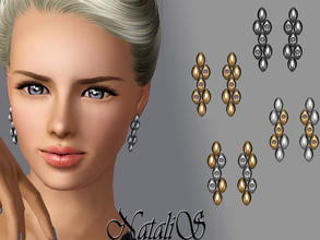 Sims 3 —  Metal Drops with Crystals Earrings FT-FE by Natalis — Polishing metal drops and shining crystals. Gorgeous