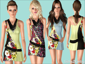Sims 3 — 381 - Floral dress by sims2fanbg — .:381 - Floral dress:. Floral dress in 3 recolors,Custom