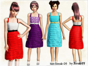 Sims 3 — Sonata77 teen female 09 by Sonata77 — Elegant dress on shoulder straps, with flounces on a skirt and a thin belt