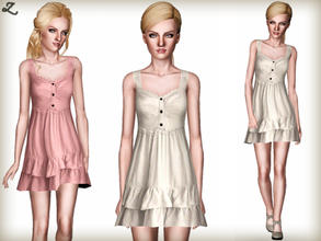 Sims 3 — Late Morning Love Song Dress by zodapop — Whimsical dress with a tiered hemline, ruffled trim top, and