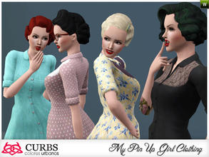 Sims 3 — curbs rockabilly 13 by Colores_Urbanos — Rockabilly dress in 4 recolores. HAIRS: Roaring Heights (sims 3 store)