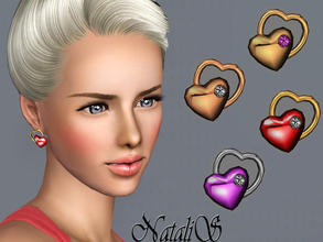 Sims 3 —  Double heart earrings FT-FA by Natalis — Gorgeous gift for Valentine's Day! Double heart earrings. Shining