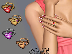 Sims 3 —  Double Hearts Ring FT-FA by Natalis — Gorgeous gift for Valentine's Day! Double heart ring. Shining metal or