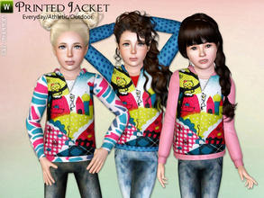 Sims 3 — Printed Jacket by lillka — Printed Jacket for girls Everyday/Athletic/Outdoor 4 styles/recolorable I hope you