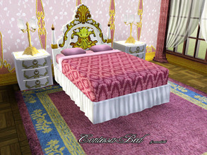 Sims 3 — MB-ContessaBed by matomibotaki — MB-ContessaBed, romantic bed with ruffled bed-sheet and golden ( not