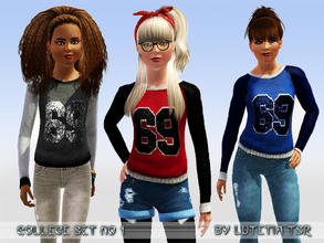Sims 3 — College Set No 1 - Sweater - YA/A by Lutetia — A long-sleeved sweatshirt with recolorable glittering print Works