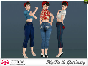 Sims 3 — curbs high-waisted pants 04 by Colores_Urbanos — Rockabilly high-waisted pants in 3 recolors. 3 Recolorable area