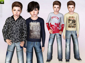 Sims 3 — Perfect Boy - Set by lillka — This 4 part set includes: Long Sleeve T-Shirt, Fine Knit Sweater, Black Printed
