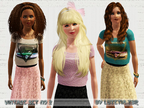 Sims 3 — Vintage Set No 2 by Lutetia — This clothing set contains a printed shirt and tulip skirt Works for female