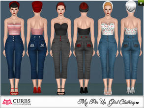 Sims 3 — curbs high-waisted pants 05 by Colores_Urbanos — strapless with high waist capri Hair: