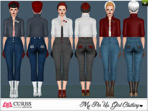 Sims 3 — curbs Outerwear 03 by Colores_Urbanos — strapless with high waist capri and warm jacket Hair: