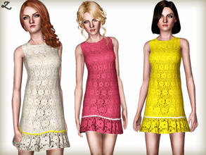 Sims 3 — Daisy Lace Guipure Dress by zodapop — Chic cotton dress with floral lace inspired by Juicy Couture. ~ New mesh