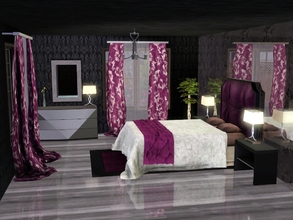 Sims 3 — Adonia Bedroom by sim_man123 — A sleek and modern bedroom full of luxury! Dark tones, elegant metals, and a rich