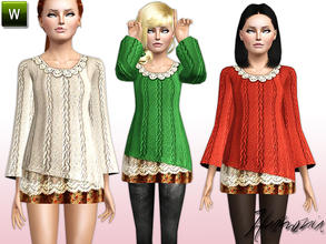 Sims 3 — TEEN ~ Baby Cable-knit Sweater Tunic by Harmonia — There's plenty of detail on this baby cable-knit sweater to