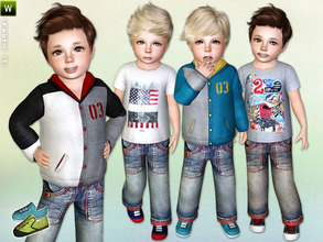 Sims 3 — Style Hero - Set by lillka — This 4 part set includes: Fleece Hoodie, Printed T-shirt, Jeans and Sneakers for