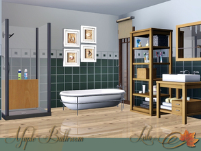 Sims 3 — Maple Bathroom by Lulu265 — A charming warm bathroom with wood accents.Variations in both maple wood and black