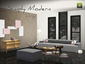 Sims 3 — Simply Modern Living by Gosik — Simple, modern livingroom that includes following items: sofa, loveseat, pouffe,