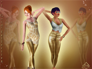 Sims 3 — In Gold Collection by Devirose — A set in the colors of gold, for a chic and disco nights. Geometries animal for