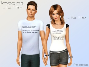 Sims 3 — Imagine by Paogae — Two simple T-shirt, for young adult/adult males and females, with some words of Imagine, by