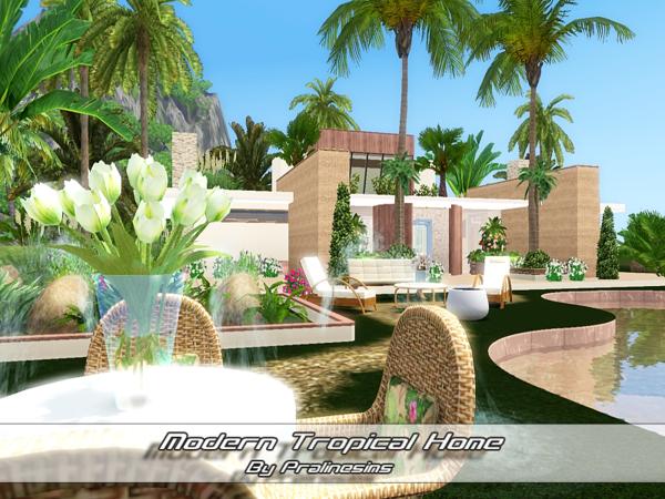 Sims 3 — Modern Tropical Home by Pralinesims — EP's required: World Adventures Ambitions Late Night Generations Pets
