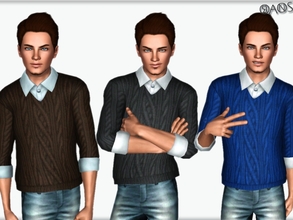 Sims 3 — [Oranos] Burgin V Neck Sweater With Shirt by OranosTR — New Sweater. 2 Recorable Part. Custom mesh by me. [Ea