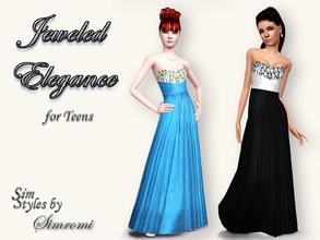 Sims 3 — Jeweled Elegance Gown For Teen Female by simromi — Your teen sim is sure to be crowned Prom Queen in this