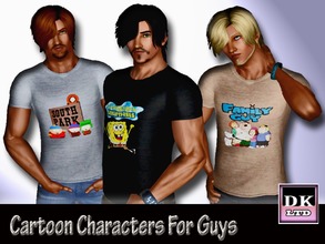 Sims 3 — Cartoon Characters T Shirt For Guys by DK_LTD — Short-sleeved cartoon characters t shirt for the guys, the