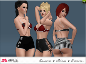 Sims 3 — curbs Sleepwear 03 by Colores_Urbanos — Sleepwear, Swimwear and Athletic in 3 recolores, 4 recolorable area.
