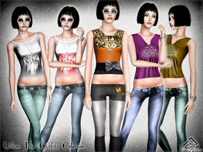 Sims 3 — Urban Time Outfits Collection by Devirose — The set is composed of three outfits with jeans and t-shirts,all