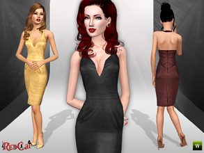 Sims 3 — Leather Pencil Dress by RedCat — 1 Recolorable Channel. 3 Variations Included. Mesh by RedCat.