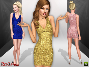 Sims 3 — Sequined Dress  by RedCat — 1 Recolorable Channel. 3 Variations Included. Game Mesh.