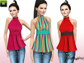 Sims 3 — Cut-out Brushed Silk Top by Harmonia — Custom Mesh By Harmonia 3 Variations. Recolorable A sweetly seductive
