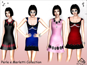 Sims 3 — Perle e Merletti Collection by Devirose — Two types of mini dresses with pearls and lace, three colors for each