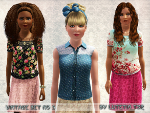 Sims 3 — Vintage Set No 3 by Lutetia — This clothing set contains two different blouses Works for female teenagers and